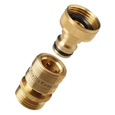 Garden Hose Quick Connector. ¾ inch GHT Solid Brass Easy Connect Fittings.