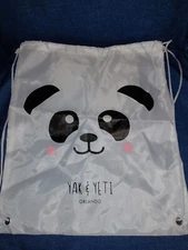 Disney Parks Orlando Yak & Yeti Cinch Sack Bag Backpack White Panda 13" x 16"