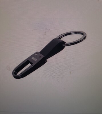 SAAB GENUINE METAL & LEATHER KEYRING KEYCHAIN KEY RING CHAIN OFFICIAL ACCESSORY
