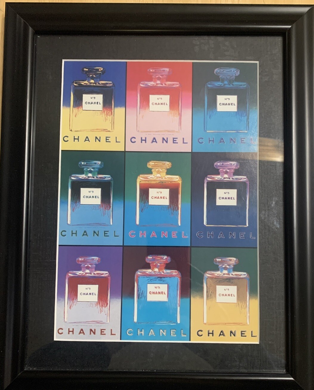Authentic Chanel - Andy Warhol Framed Poster- 1997 15 X 12 9 Bottle Picture