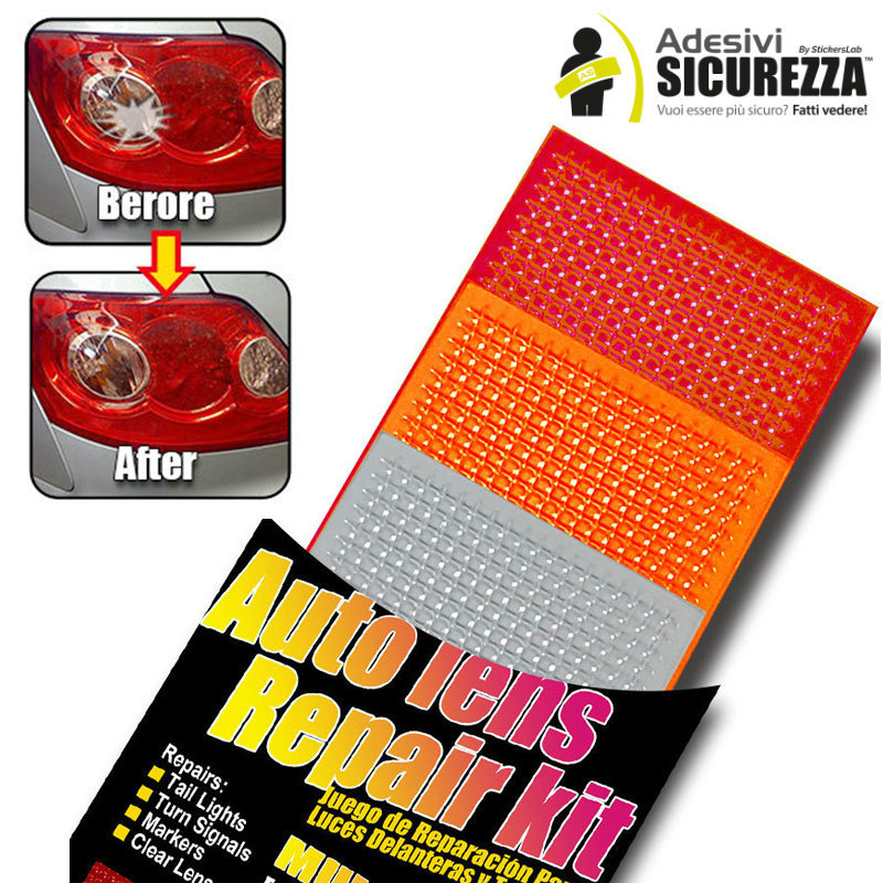 Kit riparazione crepe del vetro fanali e frecce posteriori anteriori in 3 colori