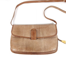 Vintage Snakeskin Leather Brown Handbag Shoulder Purse Bagheera Made in Italy