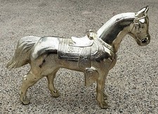 VINTAGE 8.75 TALL METAL GOLD COLORED HORSE WESTERN 1940 s or 1950s Nice