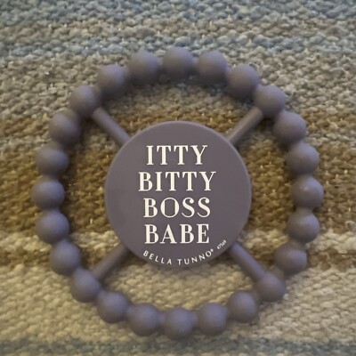 Bella Tunno Happy Teether   Itty Bitty Boss Babe   Gray Rubber Baby Toy   New