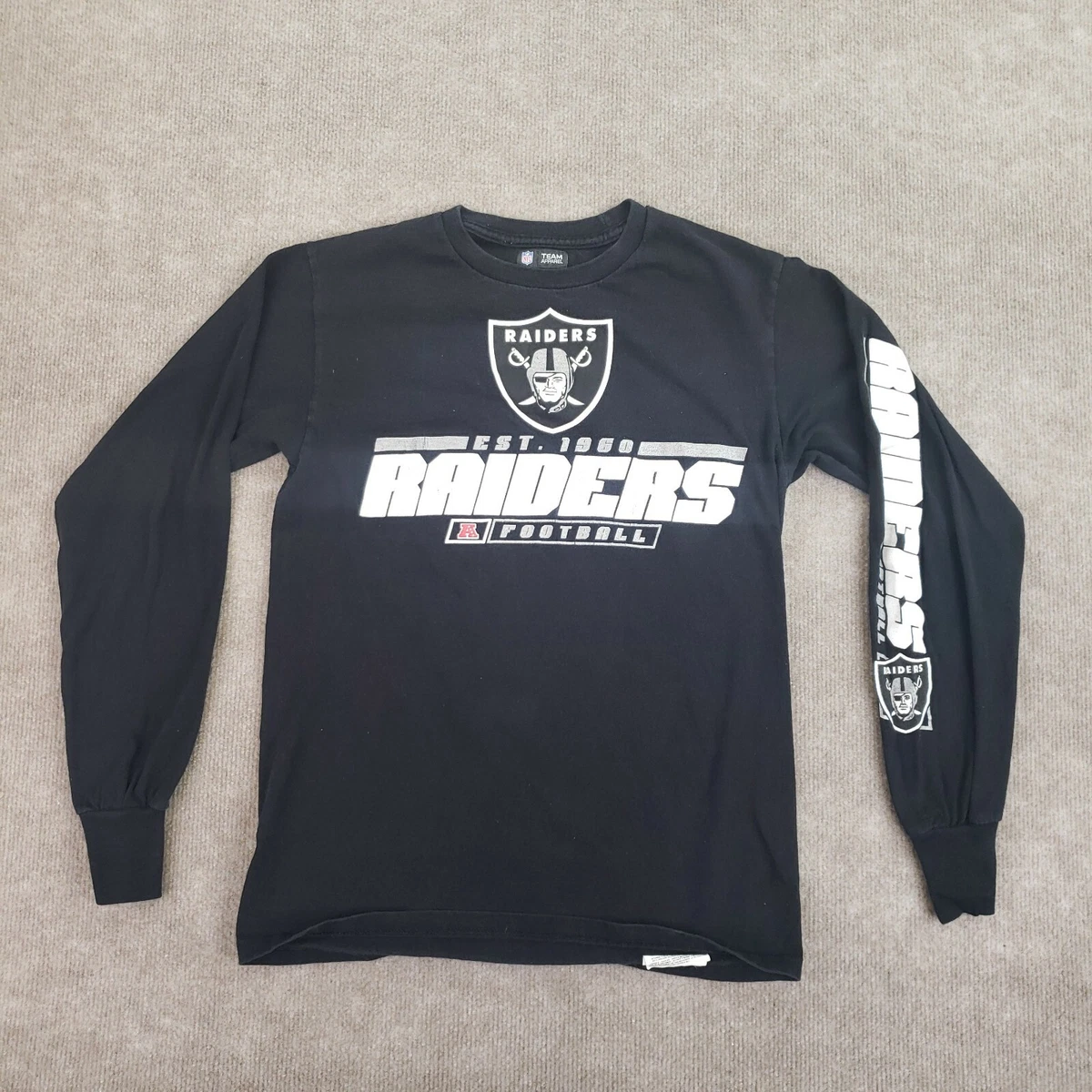 Los Angeles Raiders Shirt Mens Small Black Long Sleeve Crew Neck NFL  Football *