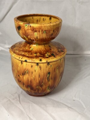 Vintage 1970s Drip Glaze Studio Pottery Vase Art, Signed, Waco Tx H/J