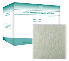 Areza Antibacterial Alginate with Silver 4.25"x 4.25" (Box of 100 Dressings)