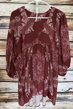 Free People Pink Floral Printed Tunic Dress Floral Print Long Sleeve Size XS