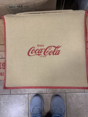 Pair OfRare Vintage Original Coca Cola Advertising Canvas Seat Cushion Fold Out.