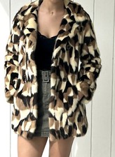 Vintage 1960s G Michael Hennessy Authentic Mink Pea Coat Patchwork Checkered
