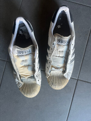 Adidas Superstar White/Black 1989 sz US 9,5 heavy used rare | eBay