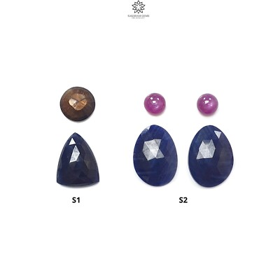 Natural Untreated Multi Sapphire Gemstone Rose Cut Fancy Shape 2pcs, 4pcs Sets