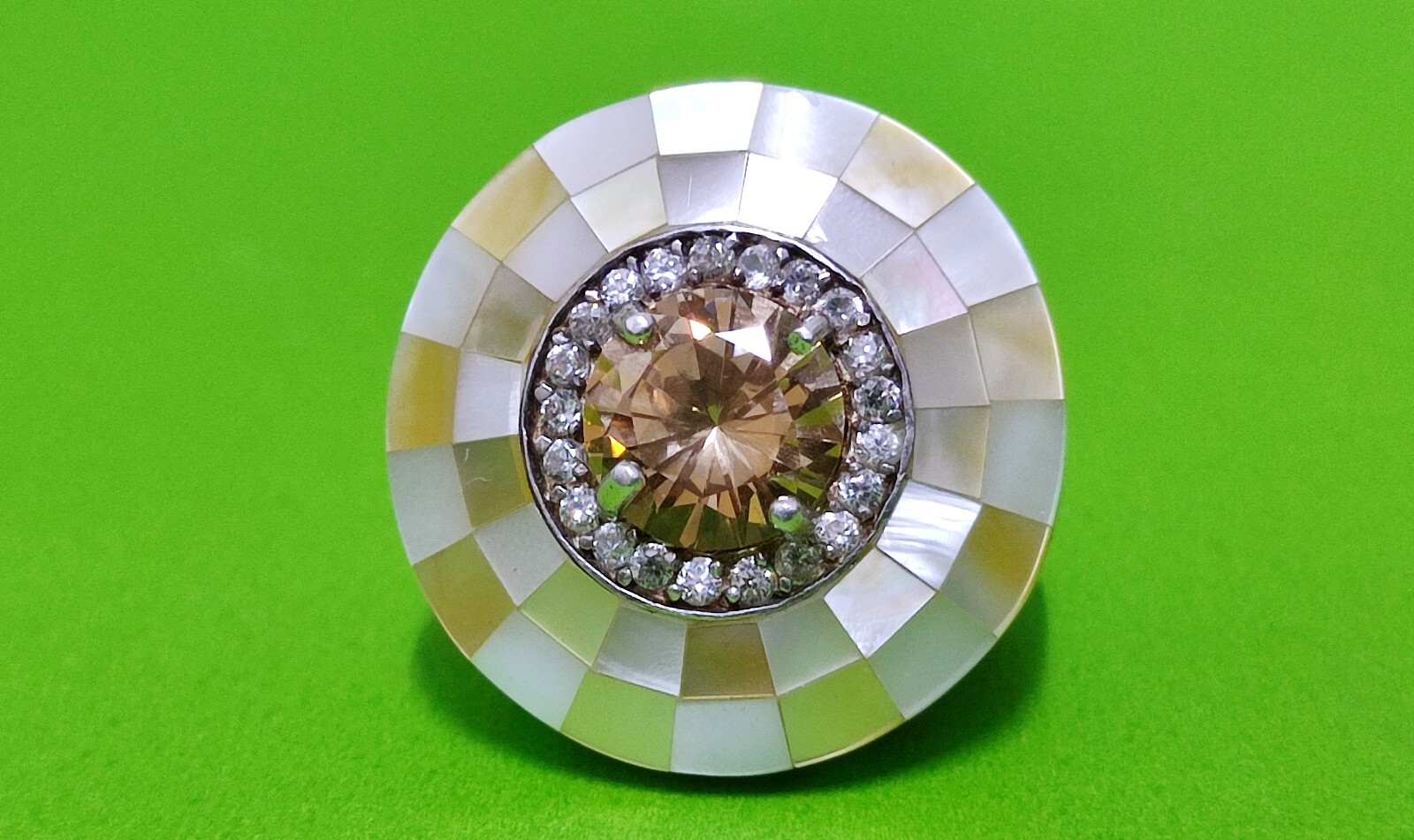 925 Silver Ring featuring Natural Shells & Gemsto… - image 1