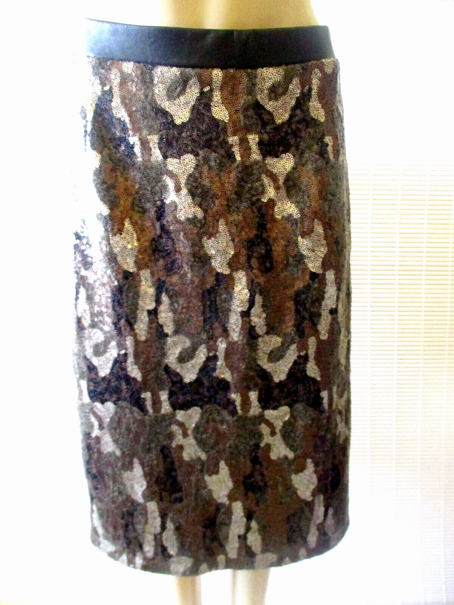 LANE BRYANT BROWN CAMO SEQUIN EMBELLISHED PENCIL SKIRT SIZE 22