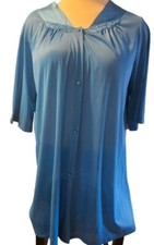Vtg Vassarette Women's size 3XL 3 Qtr Sleeve Button Robe Nylon Royal Blue USA