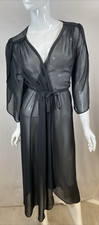 Oscar De La Renta Pink Label Black Polyester Sheer Robe, Size S