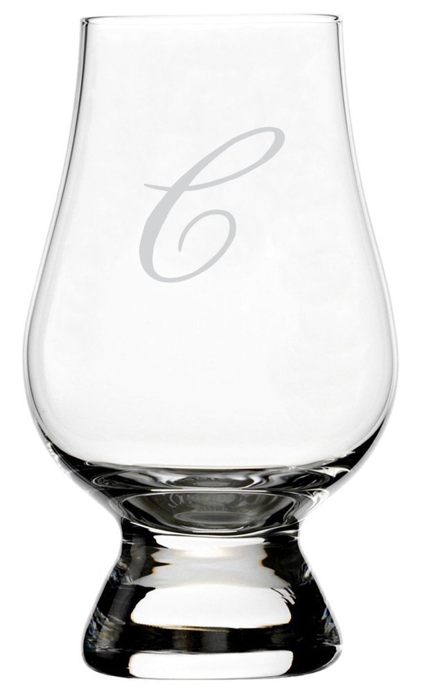 Bix Cursive Script Etched Monogram Crystal Glencairn  Whisky Glass (Letter C)-image