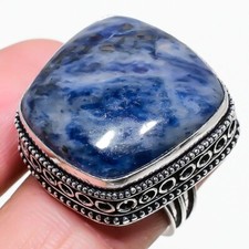 Sodalite Gemstone Handmade 925 Sterling Silver Jewelry Ring Size 8.75 US 