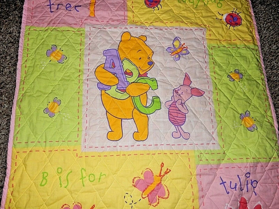 3A!¡GUAU! Manta edredón edredón cama vintage Winnie the Pooh ABC Ladybug para niños pequeños Foto 3 de 4