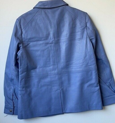Muubaa Leather Womens pocket front leather shacket in cornflower blue US8 UK12  - Picture 8 of 8