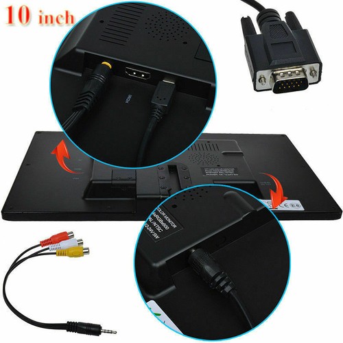 10.1" LCD CCTV Monitor HD PC Screen AV/RCA/VGA/HDMI for DSLR Raspberry PI - Picture 7 of 13