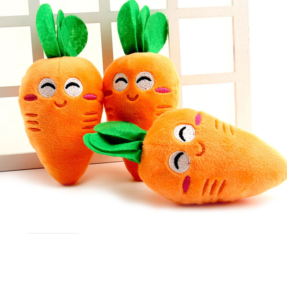 Cute Puppy Pet Supplies Carrot Plush Chew Squeaker Sound Squeaky Soft