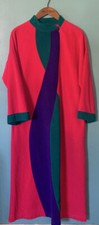 Vtg Vanity Fair Womens Robe Housecoat Medium Colorblock Pink Half Zip Pockets