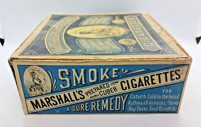 1900's Marshall's Prepared Cubeb Medical Cigarettes Box