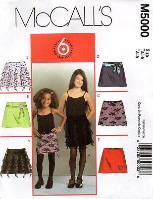 Childrens Girls Skirts With Flounce or Ruffle Variations Lace Trim Ribbon Trim Contrast Lower Ruffle McCalls Pattern M5169 Size 3-4-5-6