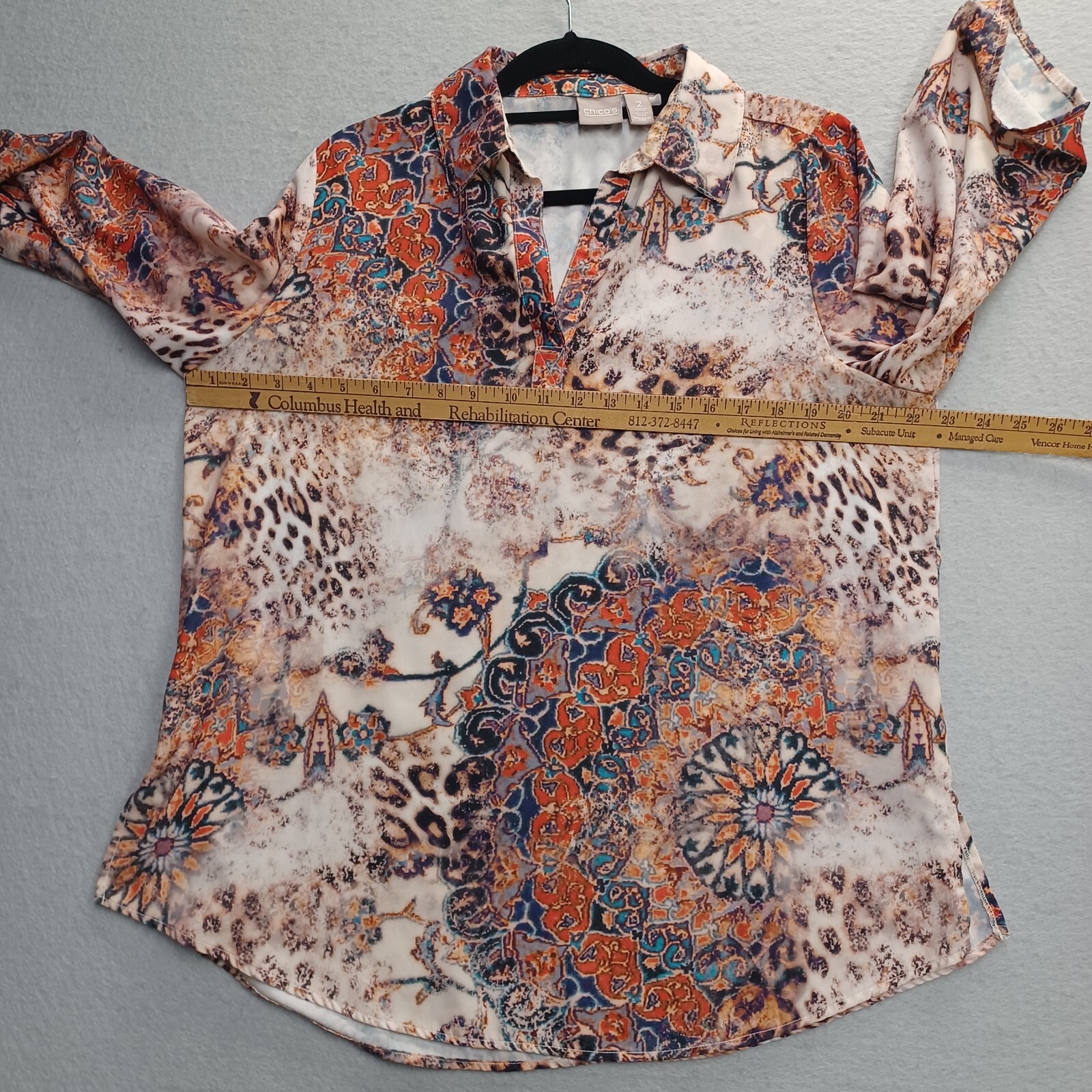 Chicos Size 2 Medium Fall Multicolor Pullover 3/4… - image 4