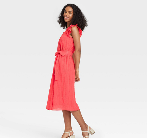 Women's Ruffle Short Sleeve Dress with 