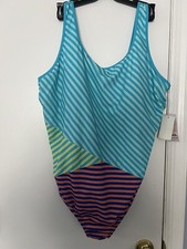 NEW Women  s Lands End Tugless Sporty UPF 50 One Piece Swimsuit Size 22W