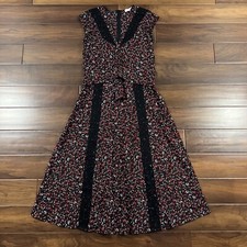 Thakoon Women's Size 2 Black Red Floral Midi Dress