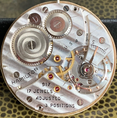 1950 Hamilton Grade 917 12S 17 Jewels Pocket Watch Movement Runs