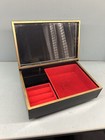 Peacock Black Lacquer Jewelry Music Box Summit 1986 Japan Gold 8x5” Red Velvet — photo 8