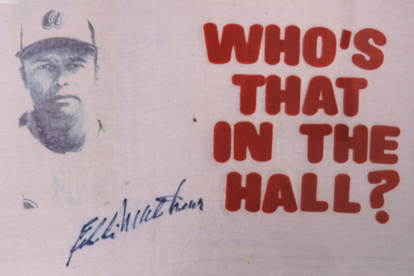 1974 Eddie Mathews HOF Baseball Signed Autograph Tee-Shirt in Frame Rare