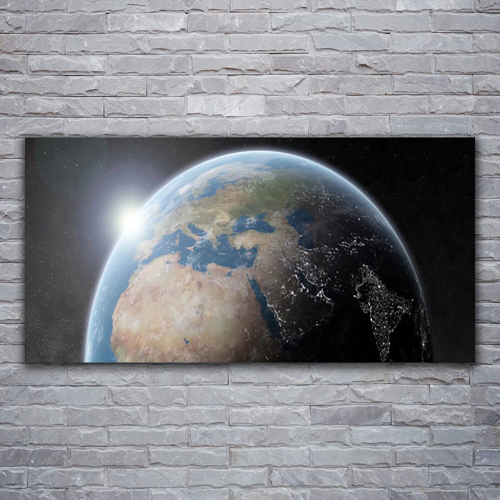 Tableau sur verre 120x60 cm impression de globe terrestre deco murale