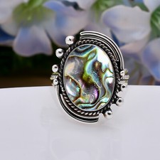 Abalone Shell Oval 925 Sterling Silver Ring Handmade Jewelry Gift For Friend