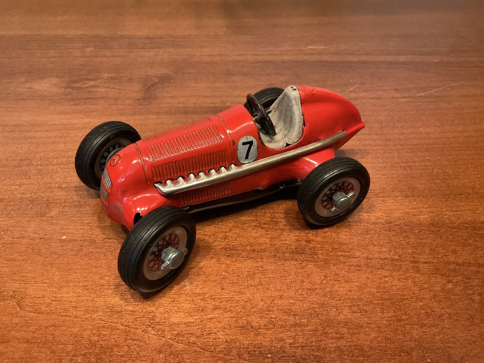 Vintage Schuco Wind Up Grand Prix Toy Race Car 1070 in RED, 6.5" Toy