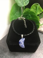 8" Braided Bracelet Crescent Moon Stone Healing Crystal Quartz Chakra Gem 307