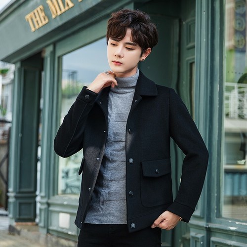 Men's Single Breasted Wool Blend Jacket 