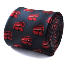 Cravatta uomo blu navy con motivo autobus rosso Londra Routemaster prezzo consigliato £ 19,99 FT659