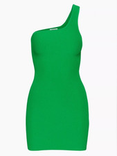 Aritzia Babaton women's dress size XS green mini knit one shoulder sculpt