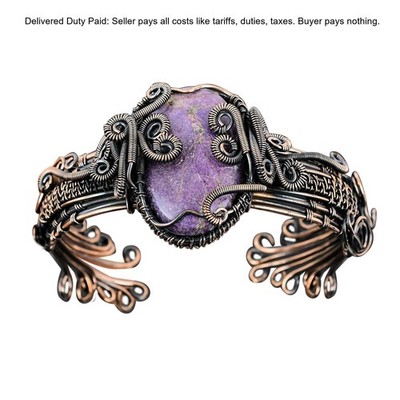 Copper Purpurite Gemstone Birthday Ethnic Wire Wrapped Unique Anniversary Bangle