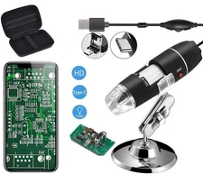 Jiusion Original 40-1000X USB Microscope with Portable Carrying Case, Black 