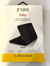 ZAGG Folio Bluetooth Keyboard Case for Apple iPad Mini 4 Black w/ Box