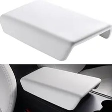 Center Console Cover TPE Armrest Cover Non-Slip Protector Model Y / 3 White