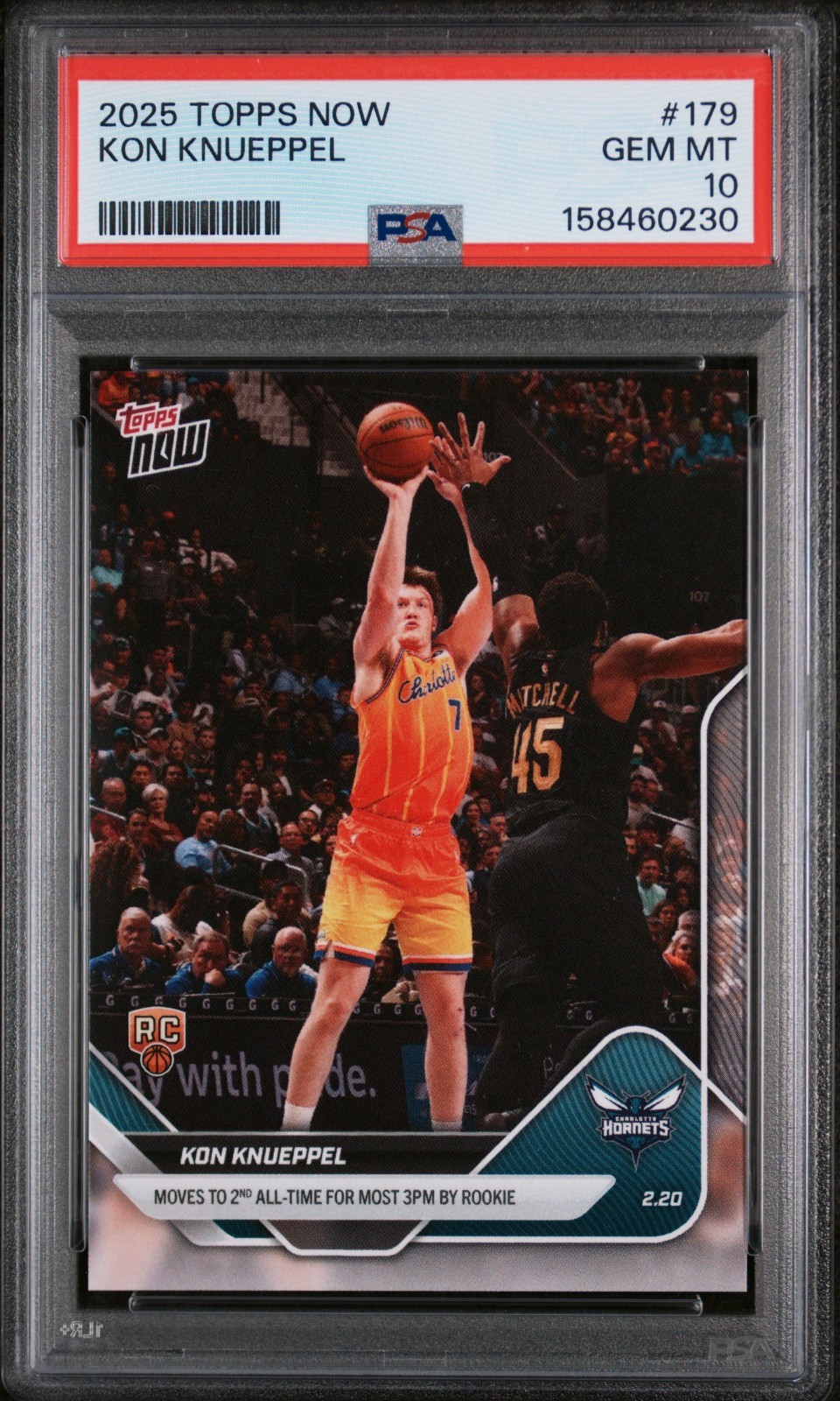 2025 Topps NOW #179 Kon Knueppel RC PSA 10 GEM MINT Rookie Hornets