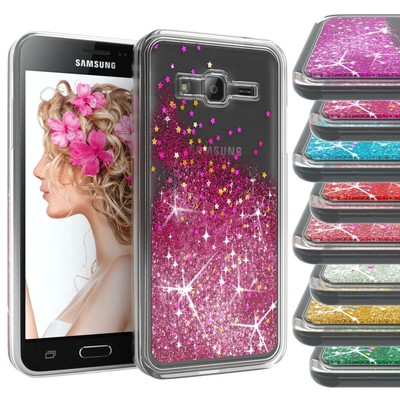 EAZY CASE für Samsung Galaxy J3 2016 Glitzer Hülle Flüssig Silikon Handyhülle