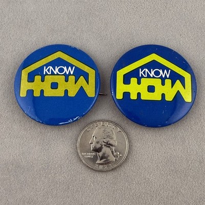 Lot of 2 Vintage Know How Home Repair Pinbacks Buttons #61872